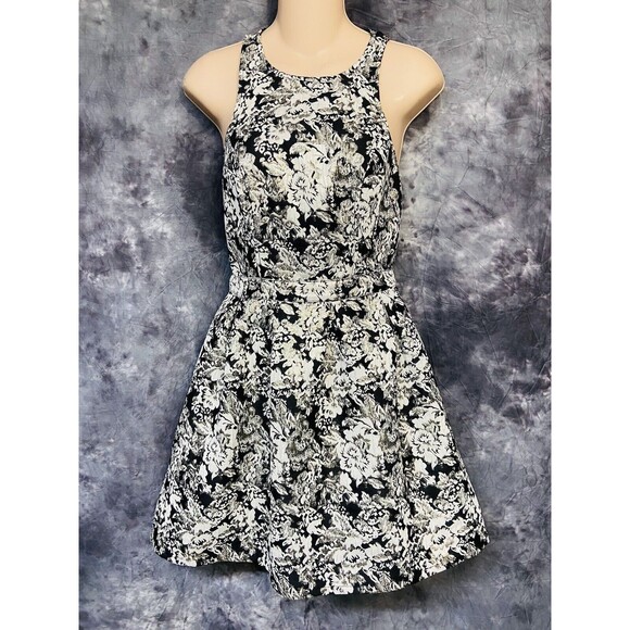 Abercrombie & Fitch Jacquard Metallic Floral Mini Dress Small - Picture 1 of 5